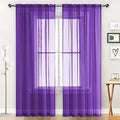 SpaceDresser Sheer Voile Window Treatment Rod Pocket Curtain Panels for Kitchen Bedroom Living Room Drapes Sunlight Filtering Privacy Semi Home Decor Assorted (Purple, 52 W x 54 L)