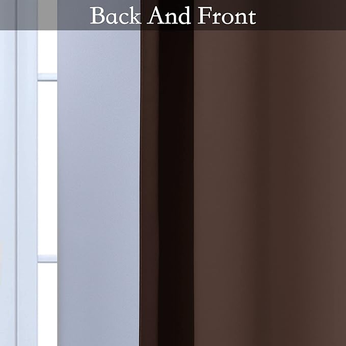 SimpleHome Ombre Room Darkening Curtains for Living Room, Light Blocking Gradient Brown to Greyish White Thermal Insulated Grommet Window Curtains/Drapes for Bedroom, 2 Panels, 52x84 inches Length