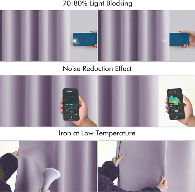 MIULEE Lilac Back Tab Blackout Curtains 120 Inch Long 2 Panels Set for Bedroom, Rod Pocket/Pinch Pleated Extra Long Thermal Insulated Living Room Darkening Light Blocking 10FT Drapes