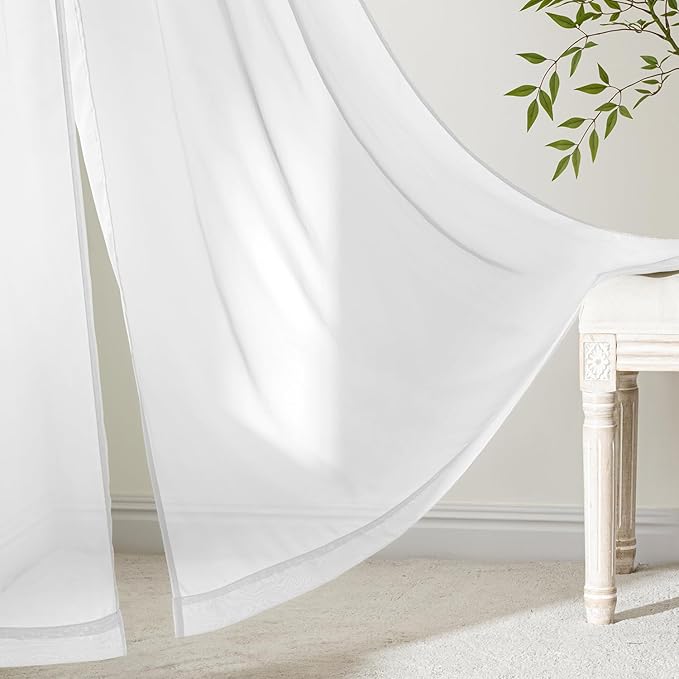 MIULEE Short Cafe Curtains 36 Inches Long, 4 Panels Set, Sheer Light Filtering Tier Curtains for Kitchen Windows Over Sink, Rod Pocket, 42W x 36 Inches, White