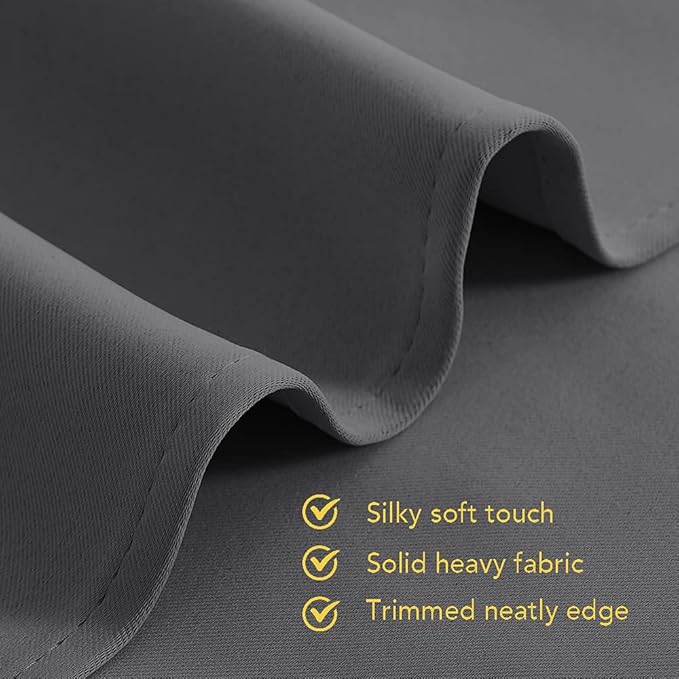 NICETOWN Bedroom Curtains Blackout Drapery Panels, Three Pass Microfiber Thermal Insulated Solid Ring Top Blackout Window Curtains/Drapes (Two Panels, 70 x 84 inches, Gray)
