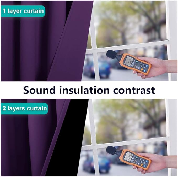 NICETOWN 100% Blackout Blinds, Set of 2, 46" x 96", Royal Purple, Laundry Room Decor Window Treatment Curtains for Large Patio Sliding Door, Thermal Insulated Curtains for Bedroom