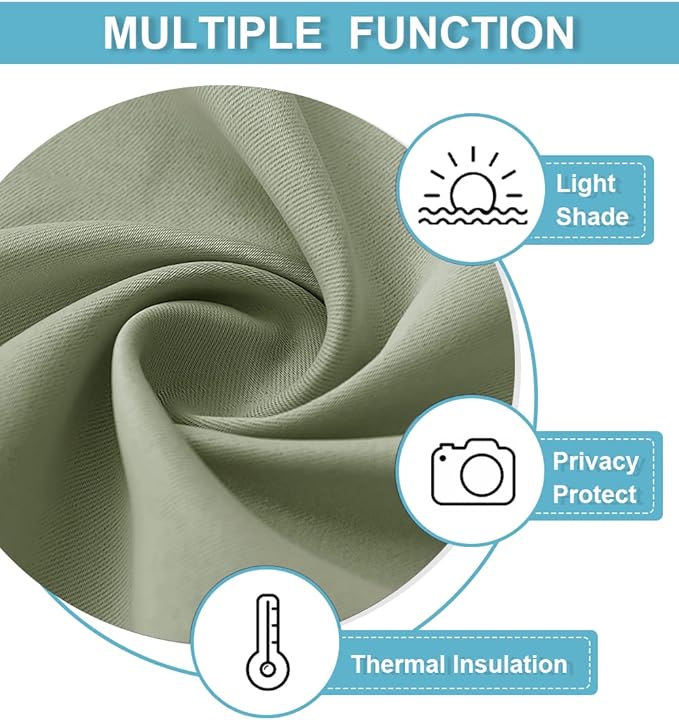 RYB HOME Blackout Privacy Bathroom Window Curtains, Short Thermal Insulated Heat Blocking Privacy Rod Pocket Half Window Curtain Tiers for Nursery Bedroom, Width 42 by Length 30, Sage Green, 2 Panels