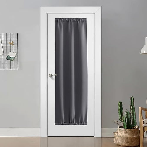 1 Panel Door Curtain Privacy Thermal Insulated Noise Reducing Blackout French Door Rod Pocket and Ceiling Track Window Covering for Kitchen, Patio Front, Bedroom, Grey, 25" W x 72" L