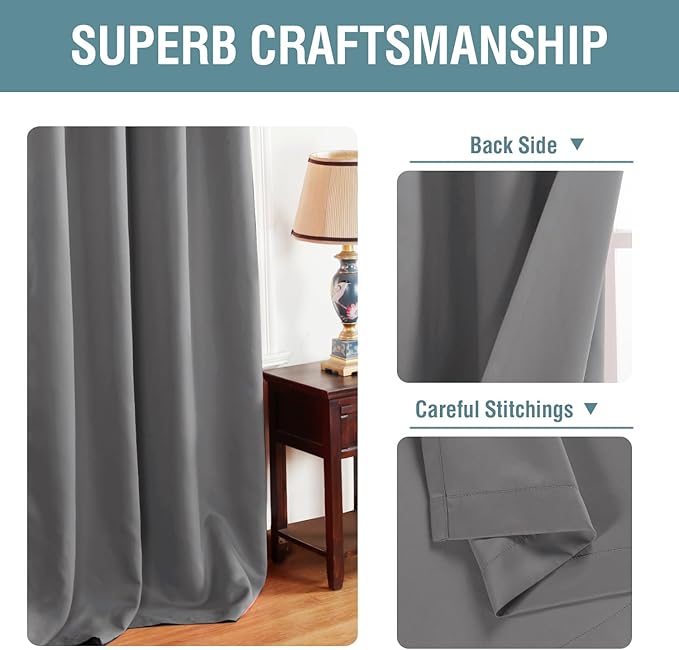 H.VERSAILTEX Blackout Curtain for Living Room Thermal Insulated Window Treatment Curtain 54 inch Length Energy Saving Solid Grommet Top Blackout Drape, One Panel, Bluish Gray, 52" W x 54" L