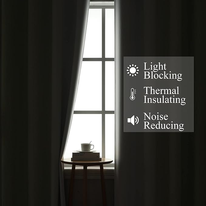 Estelar Textiler Sage and Grayish White Blackout Curtains 108 Inches Long, Thermal Insulated Drapes for Bedroom, Full Light Blocking Energy Saving Long Curtains for Living Room, 52Wx108L, 2 Panels