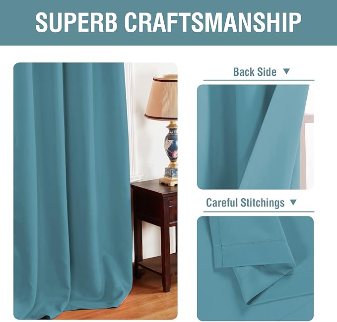 H.VERSAILTEX Blackout Curtain for Living Room Thermal Insulated Window Treatment Curtain Extra Long 63 inch Length Energy Saving Solid Grommet Top Blackout Drape, One Panel, Storm Blue, 52" W x 63" L