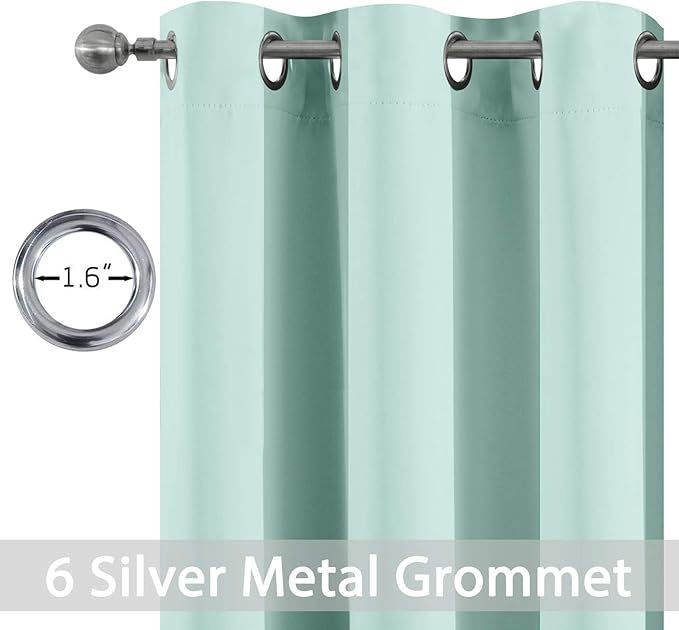 Yakamok Blackout Curtains for Bedroom，Thermal Insulated Room Darkening Drapes for Living Room, Set of 2 Panels (Aqua,38 x 45Inch)