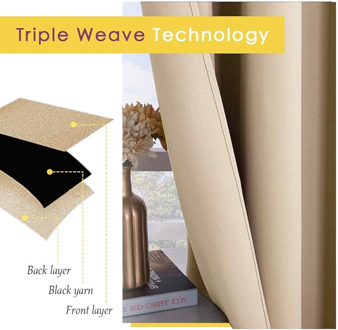 NICETOWN Thermal Room Darkening Draperies Curtains, Thermal Insulated Grommet Room Darkening Drape Panels for Bedroom (Biscotti Beige, 2 Panels, W42 x L72 -Inch)