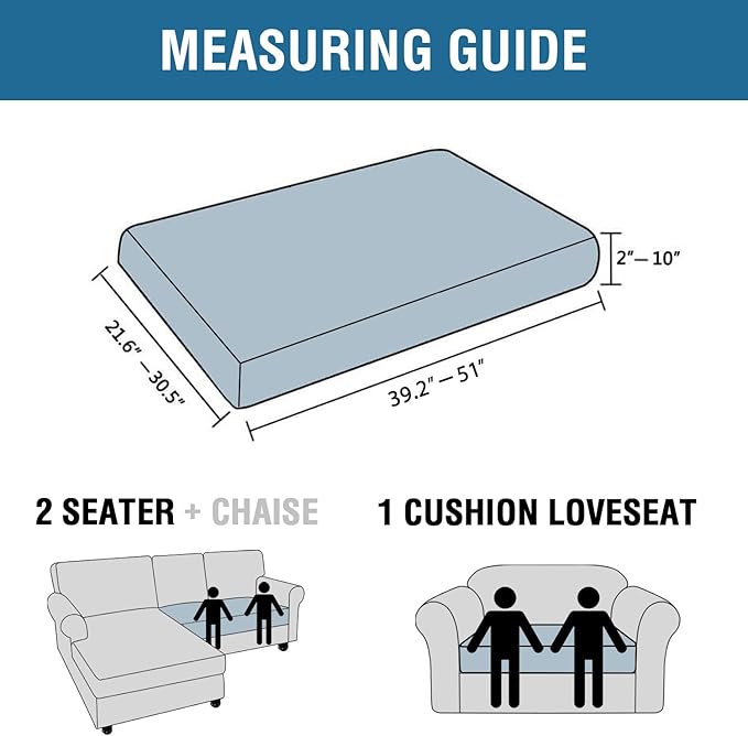 H.VERSAILTEX Velvet Stretch Individual Couch Cushion Cover Plush Slipcover for Loveseat & Sofa Seat Cushion Furniture Protector Seat Cover (1 Piece Loveseat Cushion Cover, Stone Blue)