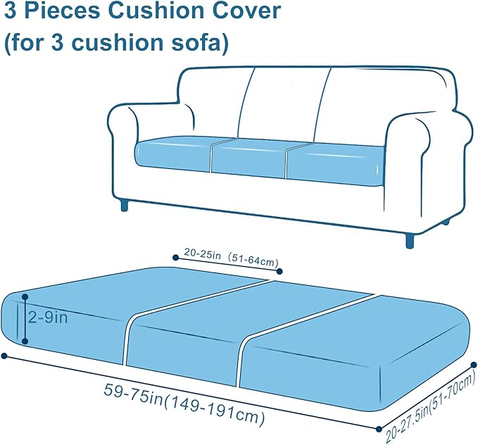 Smiry Printed Couch Cushion Covers, Stretch Soft Couch Covers for Sofa, Washable Non-Slip Sofa Slipcover Furniture Protector for Indoor and Outdoor (3 Pack, Camel)
