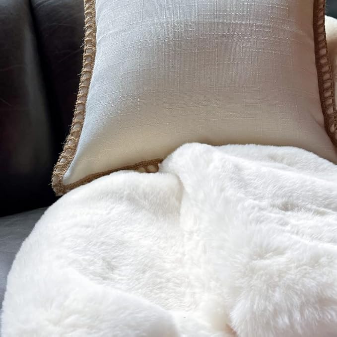 ORINOVA White Washable Furry Area Rug Runner Faux Bunny Fuzzy Fur Rugs for Bedroom Living Room 2x6 Rug Runners for Hallways Room Décor