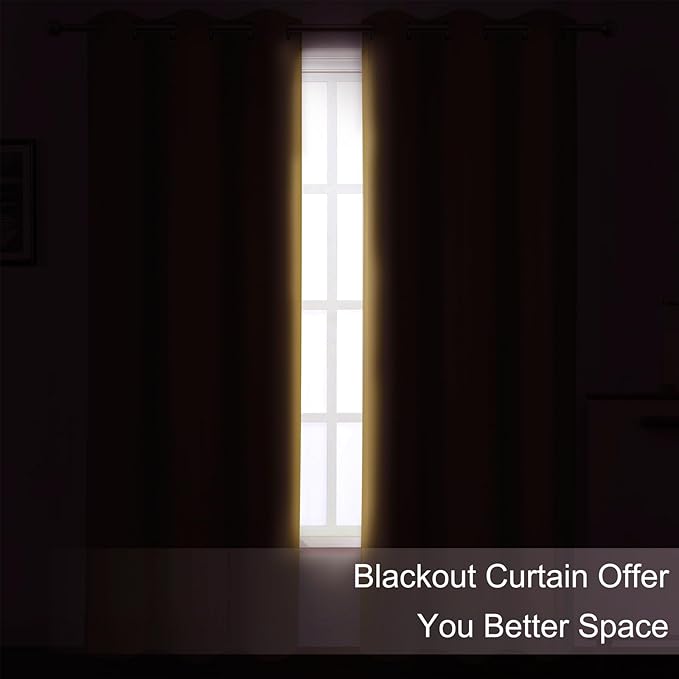 LEMOMO Mustard Yellow Thermal Blackout Curtains/52 x 95 Inch/Set of 2 Panels Room Darkening Curtains for Bedroom
