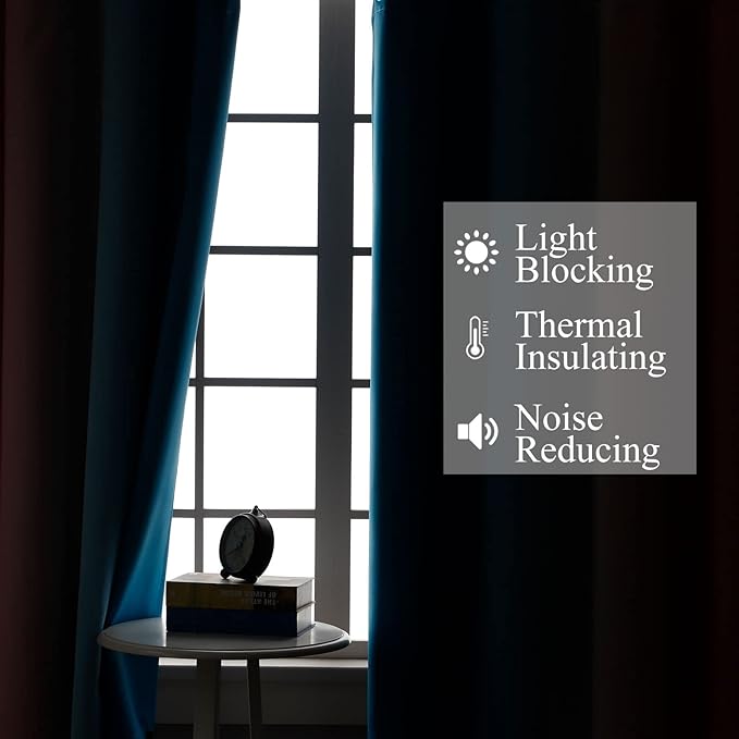 Ombre Pink and Blue Blackout Curtains 45 Inches Long, Full Light Blocking Curtains for Bedroom, Wavy Line Pattern Grommet Thermal Insulated Gradient Drapes for Living Room,52x45 Inch, 2 Panels