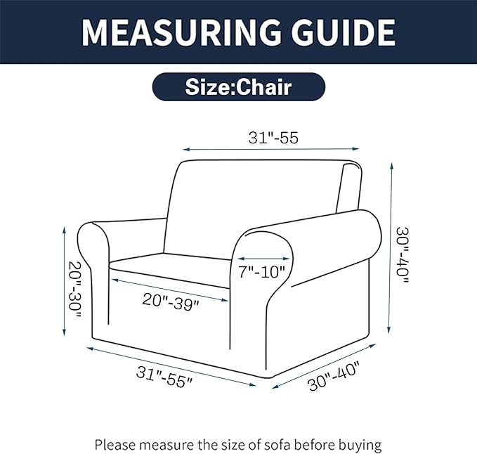 Cupuamon 2026 New Stretch Chair Sofa Slipcovers Couch Cover for 1 Seater Furniture Protector Sofa Covers with Elastic Bottom Jacquard Fabric Small Checks for Pets, Kids - Classic Blue