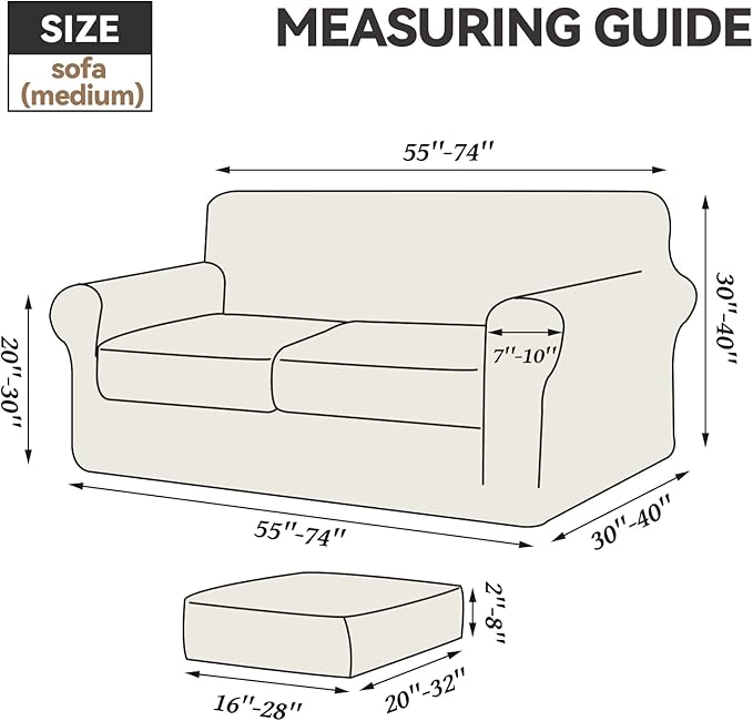 WEERRW Velvet Couch Covers for 2 Cushion Couch Sofa - High Stretch Luxury Velvet Plush 3 Pieces Sofa Slipcovers with Elastic Bottom, Furniture Protector for Pets, Machine Washable, Light Grey, Medium