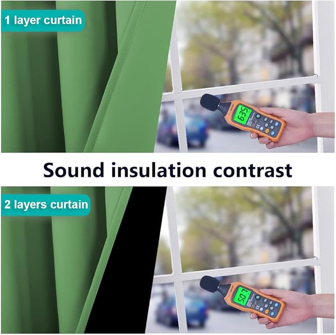 NICETOWN 100% Blackout Short Curtains with Black Liners, 2 Panels, 37" W by 60" L, Forest Green, Solid Thermal Insulated Full Blackout 2-Layer Lined Drapes, Energy Efficiency Window Drapes for Bedroom