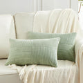Fancy Homi 2 Packs Sage Green Long Lumbar Decorative Throw Pillow Covers 16x24 Inch for Couch Bed Sofa, Rustic Farmhouse Boho Home Decor, Soft Striped Corduroy Rectangle Accent Cushion Case 40x60 cm