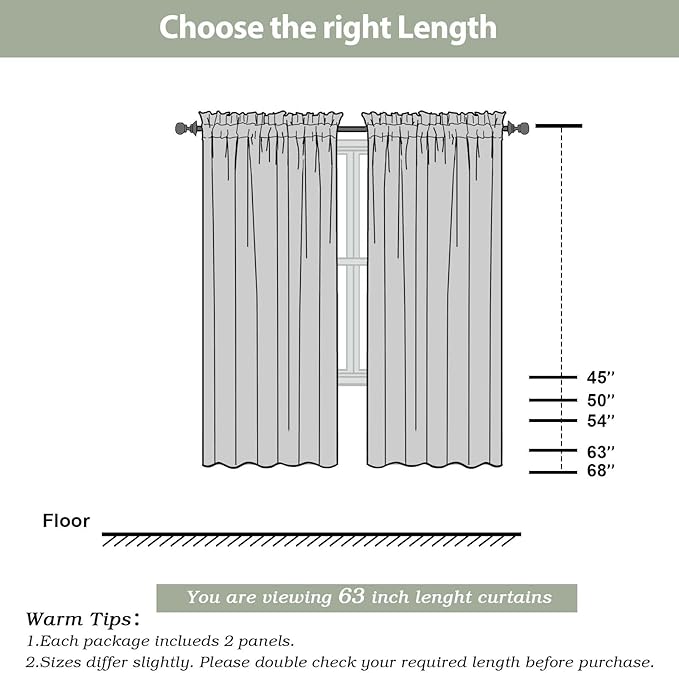 OWENIE Sheer Curtains 63 inch Length 2 Panels Set, Rod Pocket Voile Fimly Sheer Drapes for Living Room/Bedroom, 2pcs, Each 42" W x 63" L, Orange