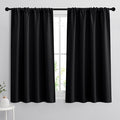 RYB HOME 54 inch Blackout Curtains for Living Room, Rod Pocket Thermal Insulated Small Window Drapes Room Darkening Shades for Bedroom Studio Dorm, W 42 x L 54 inch, Set of 2 Panels, Black