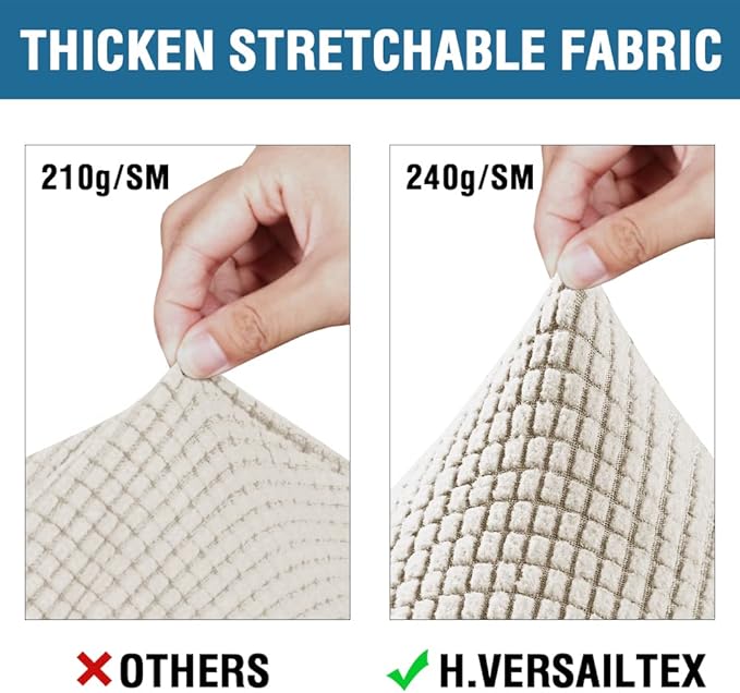 H.VERSAILTEX 3 Piece Stretch Sofa Covers for 2 Cushion Loveseat Couch Covers for Living Room Furniture Cover (Base Cover Plus 2 Seat Cushion Covers) Thicker Jacquard Fabric(Medium, Island Fossi)