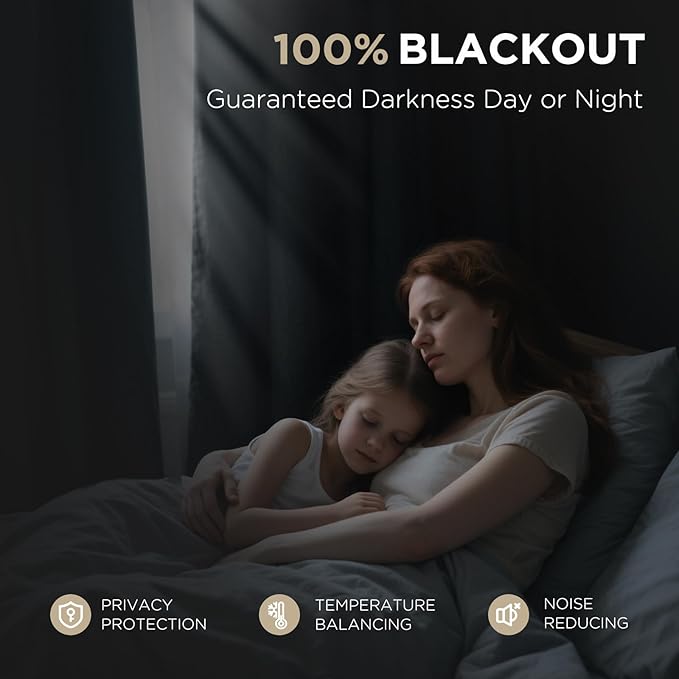 Joydeco Linen Blackout Curtains for Bedroom - 100% Light Blocking 1 Panels, Light Beige Drapes 100" W x 96" L, Thermal Insulated Room Darkening Curtains for Living Room, Rod Pocket & Back Tabs