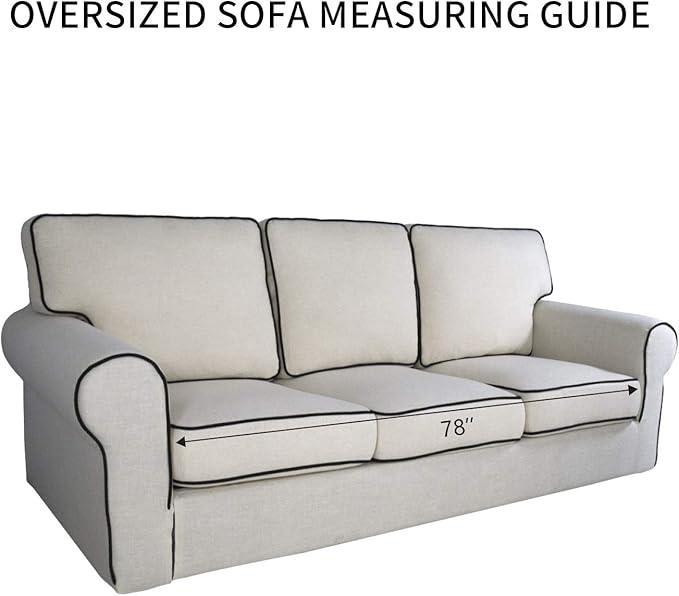 PureFit Reversible Quilted Sofa Cover, Water Resistant Slipcover Furniture Protector, Washable Couch Cover with Non Slip and Elastic Straps for Kids, Pets (Oversized Sofa, Beige/Beige)