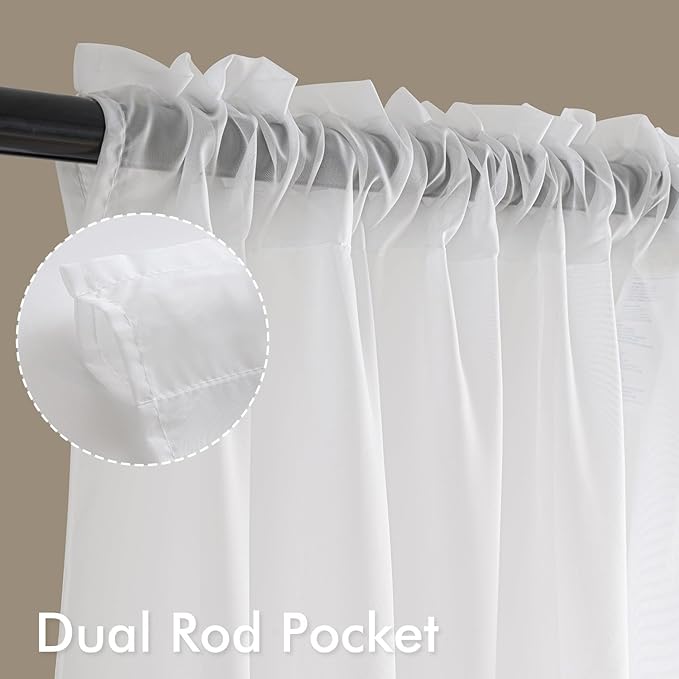 MIULEE White Sheer Curtains 84 Inches Long, 4 Panels Set, Light Filtering Rod Pocket Voile Drapes for Living Room and Bedroom, Airy Soft Fabric Window Treatments, 54 x 84 Inches