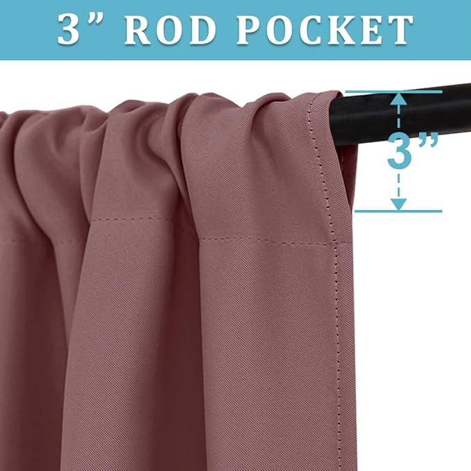 RYB HOME Short Dusty Pink Blackout Curtains for Small Bedroom Window, Insulating UV Blocking Drapes for Kitchen Cafe Basement Garage, Privacy Tiers for Bathroom Window, Width 42 by Length 36, Set of 2