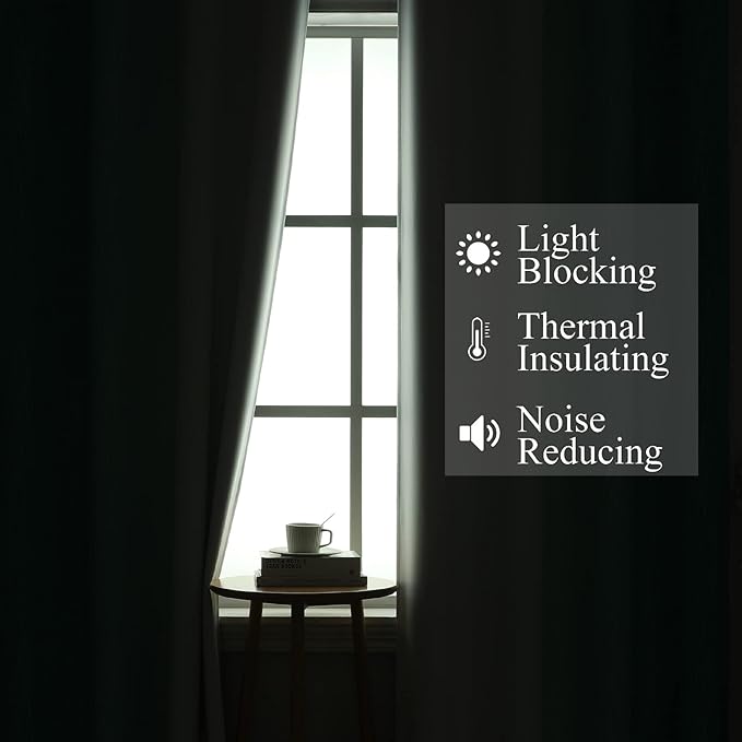 Estelar Textiler Teal and Greyish White Blackout Curtains & Drapes for Bedroom, Thermal Insulated Ombre Blackout Drapes, Room Darkening Energy Saving Curtains for Living Room, 42Wx63L, 2 Panels
