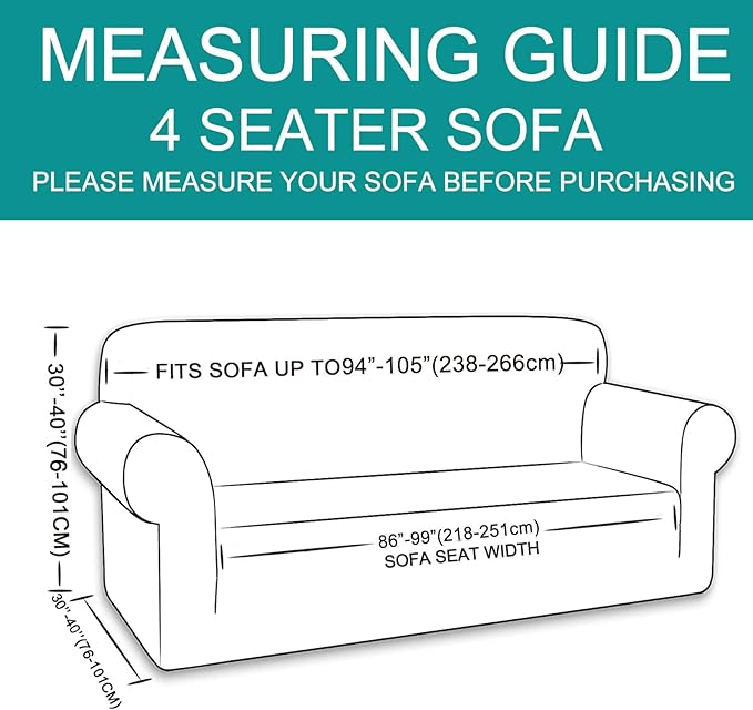 U-NICE HOME 4 Seater Stretch Couch Cover Sofa Cover Washable Sofa Slipcover Furniture Protector for 3 Cushion Couch Sofa Pet Friendly, Dark Grey