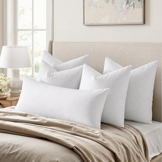 MIULEE Feather Pillow Insert 22x22, Decorative Down Throw Pillow Insert Fluffy Throw Pillow Cotton Fabric for Sofa Bed Couch