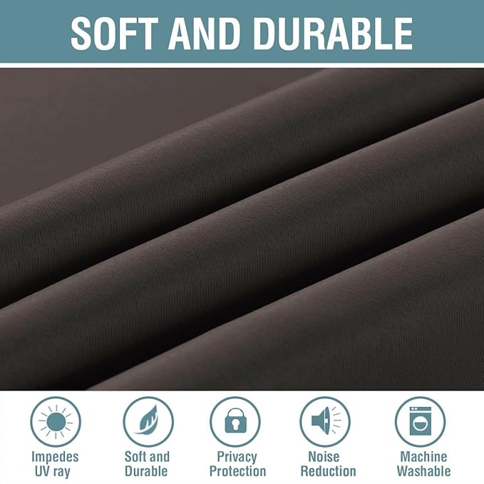 H.VERSAILTEX Brown Blackout Curtains for Living Room 90 Inches Length, Blackout Curtains for Bedroom Curtains & Drapes Thermal Insulated Drapes - Chocolate Brown, 1 Panel, 52" W x 90" L