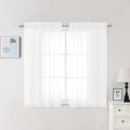 Chyhomenyc White Sheer Curtains 48 Inch Long, Light Filtering Solid Color Bedroom Window Sheer Curtain Panels, Elegant Short Curtains & Drapes for Living Room, 42Wx48L, 2 Panels