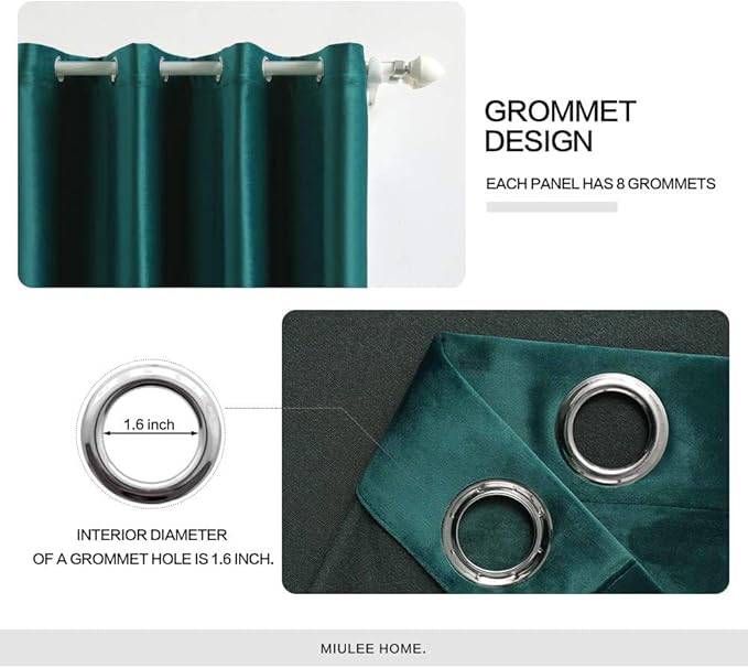 MIULEE Christmas Dark Green Velvet Curtains Room Darkening Blackout Soft Grommet Top Emerald Thermal Insulated Soundproof Black Out Curtains/Drapes for Living Room Bedroom 52 x 108 Inch 2 Panels
