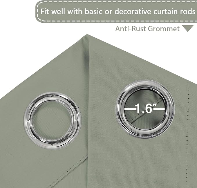H.VERSAILTEX Blackout Patio Curtains 100 x 84 Inches for Sliding Door Extral Wide Blackout Curtain Panels Thermal Insulated Room Divider - Grommet Top, 7' Tall by 8.5' Wide - Sea Grass