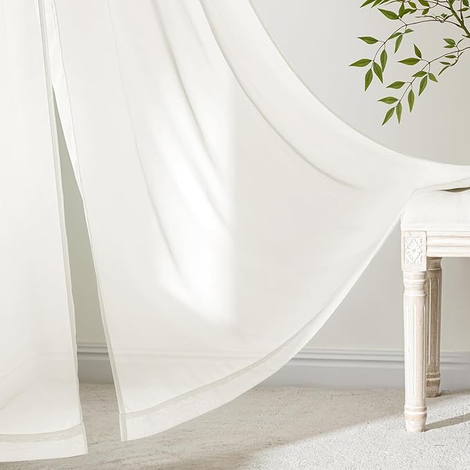 MIULEE Ivory Sheer Curtains 72 Inches Long, 4 Panels Set, Light Filtering Rod Pocket Voile Drapes for Living Room and Bedroom, Airy Soft Fabric Window Treatments, 42 x 72 Inches