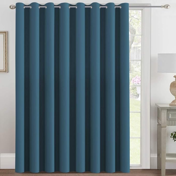 H.VERSAILTEX Blackout Patio Curtains 100 x 96 Inches for Sliding Door Extral Wide Blackout Curtain Panels Thermal Insulated Room Divider - Grommet Top, 8' Tall by 8.5' Wide - Dark Teal