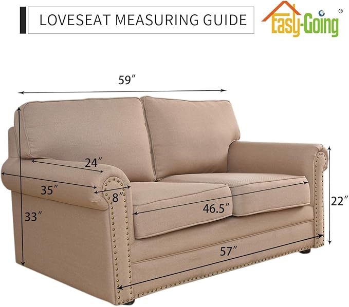 Easy-Going Stretch Loveseat Slipcover 1-Piece Sofa Cover Furniture Protector Couch Soft with Elastic Bottom for Kids Polyester Spandex Jacquard Fabric Small Checks (Loveseat, Orange)