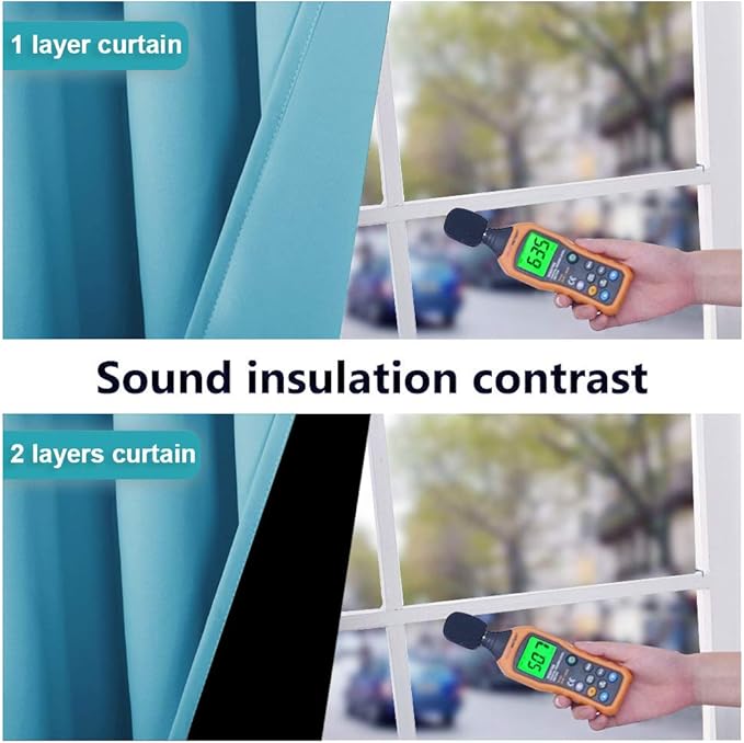 NICETOWN 100% Blackout Window Curtain Panels, Teal Blue, 2 PCs, 62" Wide Each Panel, Cold and Full Light Blocking Drapes with Black Liner for Nursery, 84 inches Drop Thermal Insulated Draperies