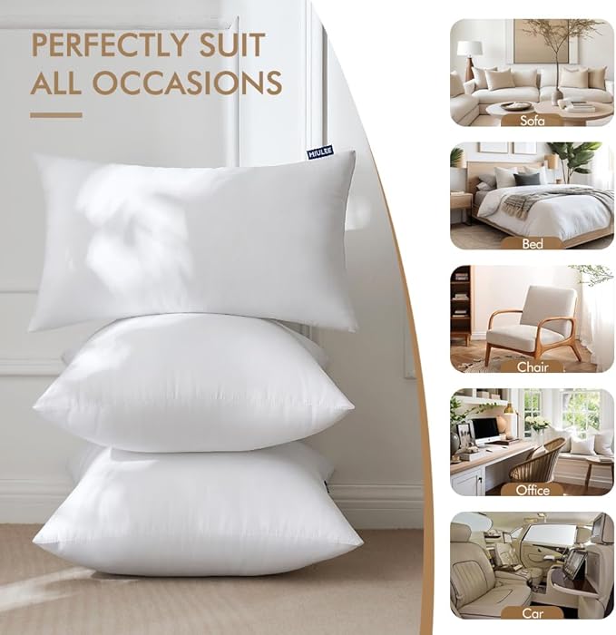 MIULEE 18x18 Inches Pillow Inserts Pack of 2, Decorative Throw Pillow Inserts for Couch