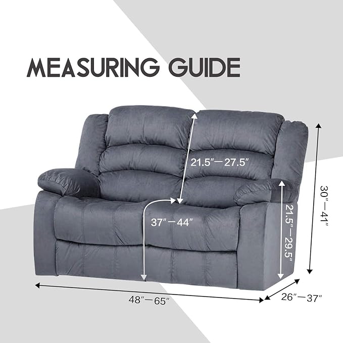 ULTICOR Reclining Love Seat Slipcover, 48" - 65" L, 6-Piece Velvet Stretch Loveseat Reclining Sofa Covers, 2 seat Love seat Recliner Cover, Thick, Soft, Washable (Deep Teel)