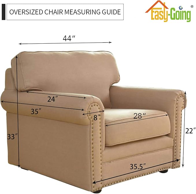 Easy-Going Stretch Oversized Chair Sofa Slipcover 1-Piece Couch Sofa Cover Furniture Protector Soft with Elastic Bottom for Kids Spandex Jacquard Fabric Small Checks Taupe
