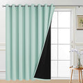 Yakamok Extra Wide 100% Blackout Full Shading Curtains for Patio Door, Thermal Backing Sliding Glass Door Drape, Privacy Assured Window Treatment for Sliding Door Curtains,Aqua, W100 x L96, 1 Panel