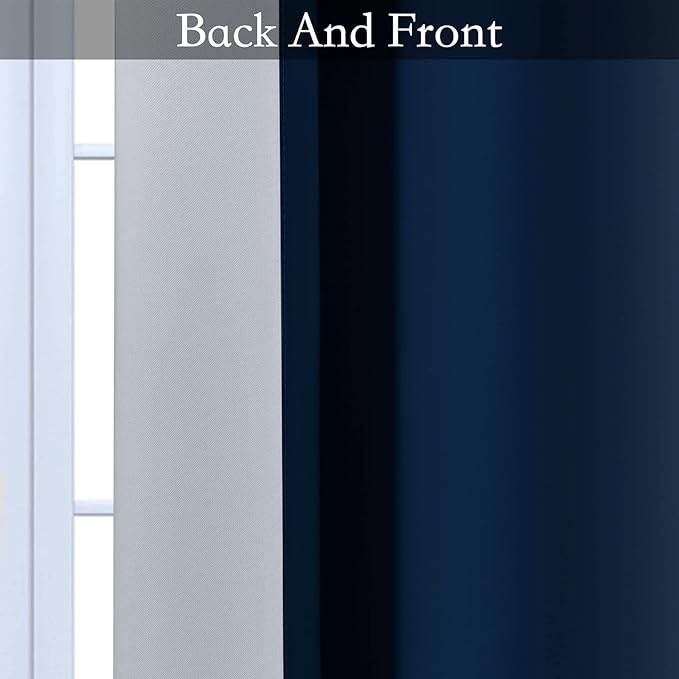 SimpleHome Ombre Room Darkening Curtains for Bedroom, Gradient Blue to Grey White Light Blocking Thermal Insulated Grommet Window Curtain/Drapes for Living Room,2 Panels, 42x84 inches Length