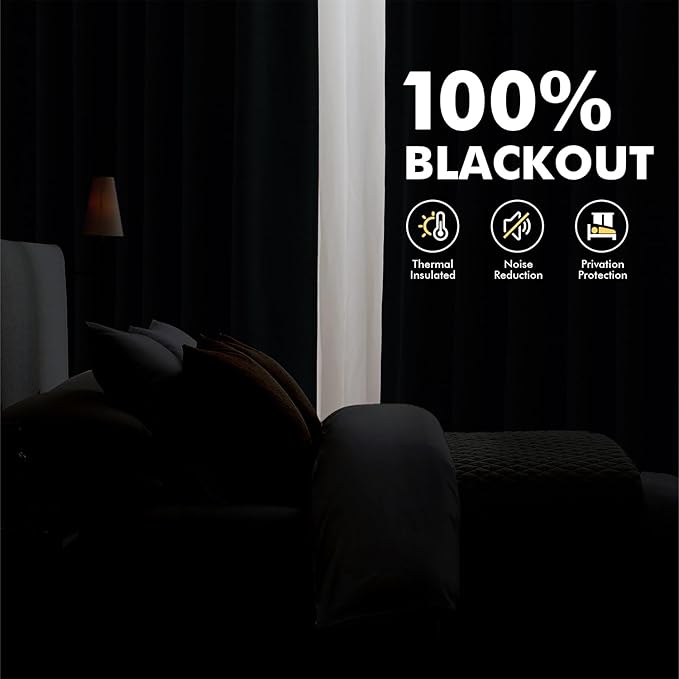 MIULEE 100% Blackout Linen Curtains for Bedroom, Grey Solid Luxury Decor Thermal Insulation Room Darkening Drapes for Living Room Nursery Back Tab Rod Pocket 42 x 90 Inches, 2 Panels