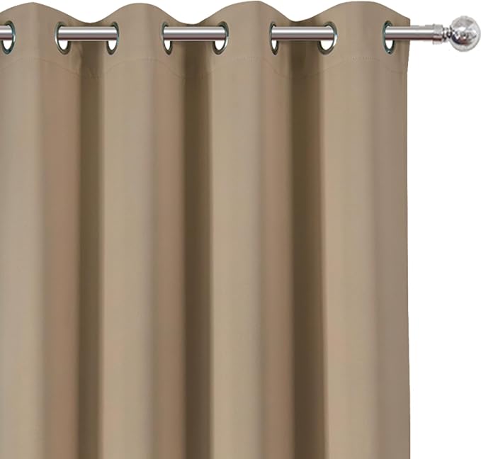 LEMOMO Blackout Curtains 52 x 108 inch/Natural Curtains Set of 2 Panels/Thermal Insulated Room Darkening Bedroom Curtains