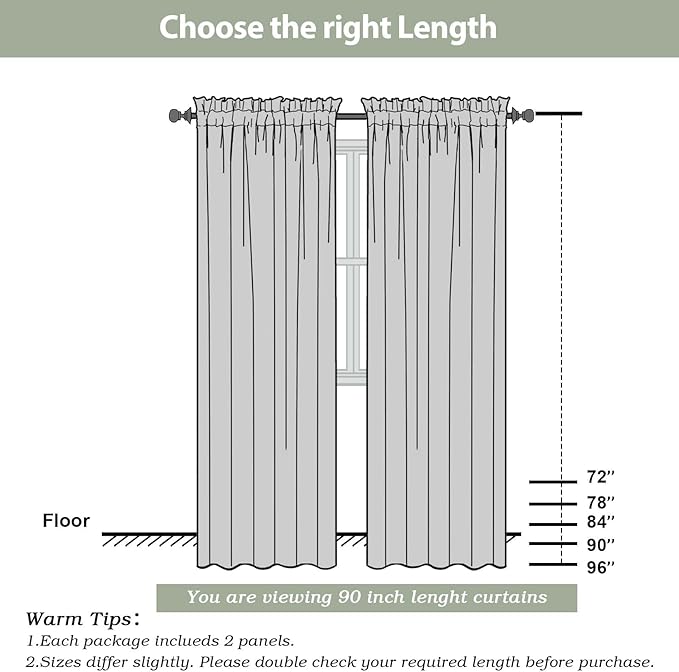 OWENIE Sheer Curtains 90 Inches Long 2 Panels Set, Sage Green Sheer Curtains Rod Pocket Voile Drapes for Living Room, Airy Soft-Touching Drapes, 2 PCS Panels, Each 42" W x 90" L Inch