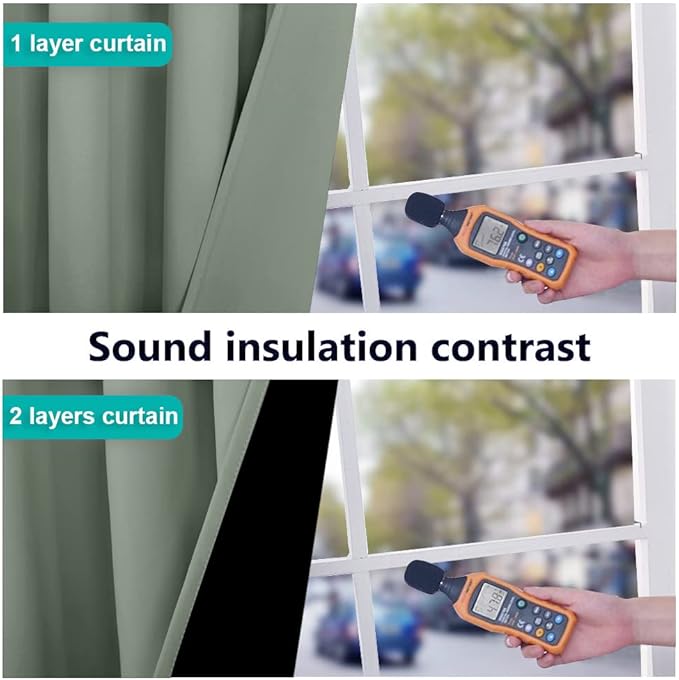 NICETOWN 100% Blackout Window Curtain Panels, Full Light Blocking Drapes with Black Liner for Nursery, 72-inch Drop Thermal Insulated Draperies (Greyish Green, 2 Pieces, 42-inch Wide Per Panel)