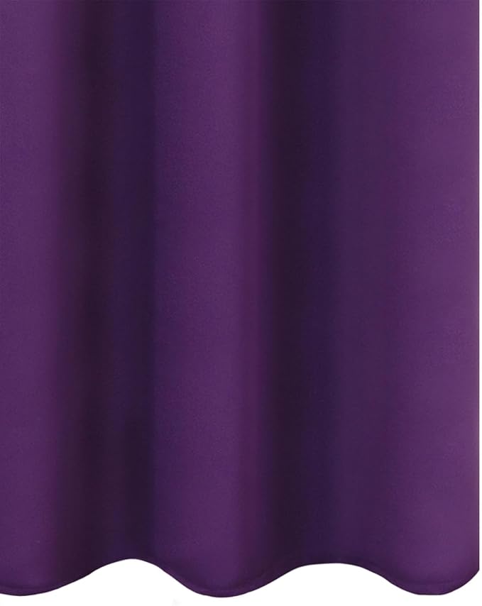 LEMOMO Blackout Curtains 66 x 54 Inch Long Purple Curtains Set of 2 Panels Room Darkening Curtains for Bedroom and Living Room